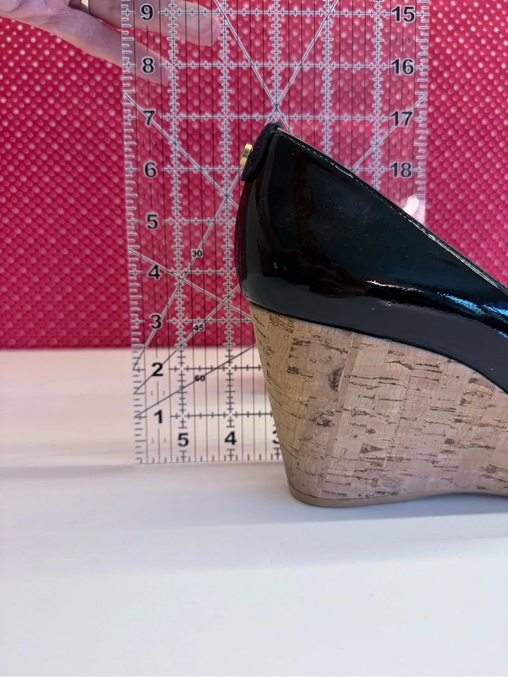 Stuart Weitzman Black Patent Cork Wedge Pumps, 11